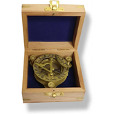 Sundial Compass with Wooden Case